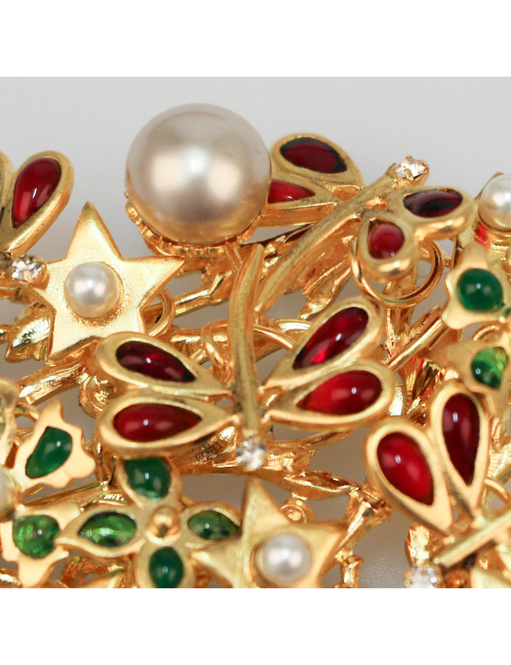 Pendentif Marguerite de Valois en pâte de verre colorée et métal doré