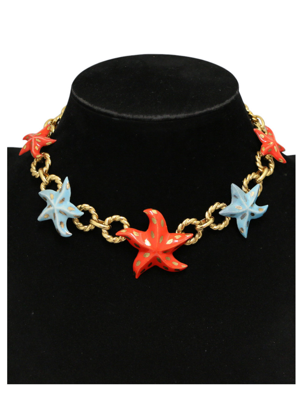 Collier YSL Etoiles de mer turquoise corail