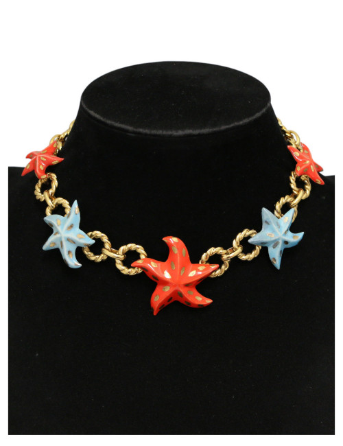 Collier YSL Etoiles de mer turquoise corail