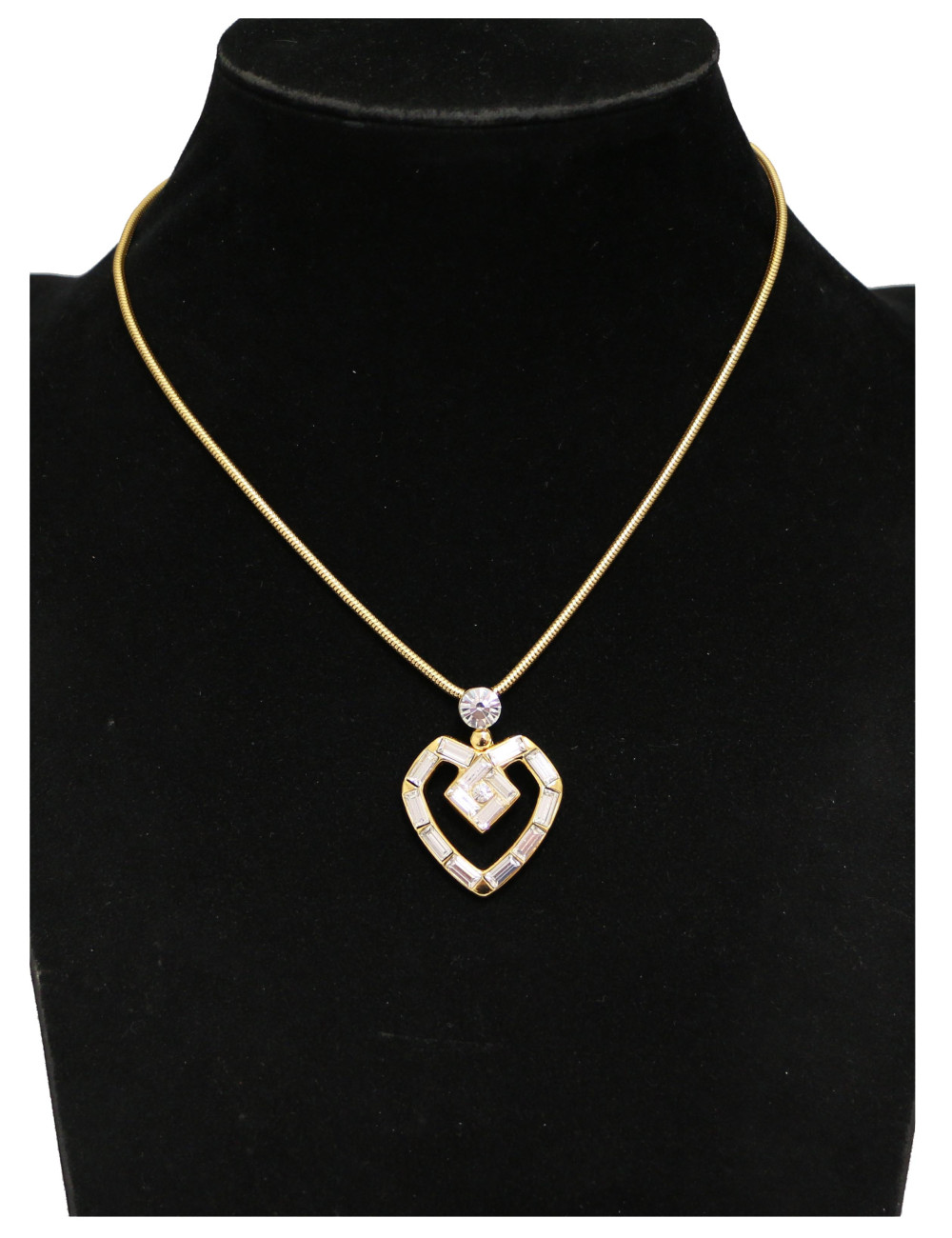 Collier YVES SAINT LAURENT vintage pendentif coeur doré
