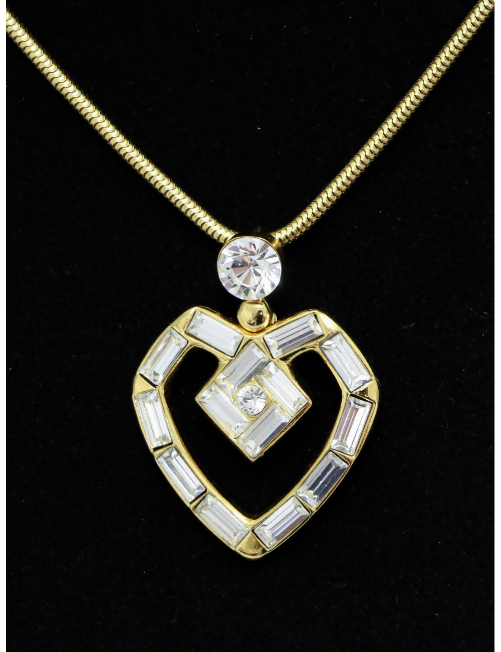 Collier YVES SAINT LAURENT vintage pendentif coeur doré