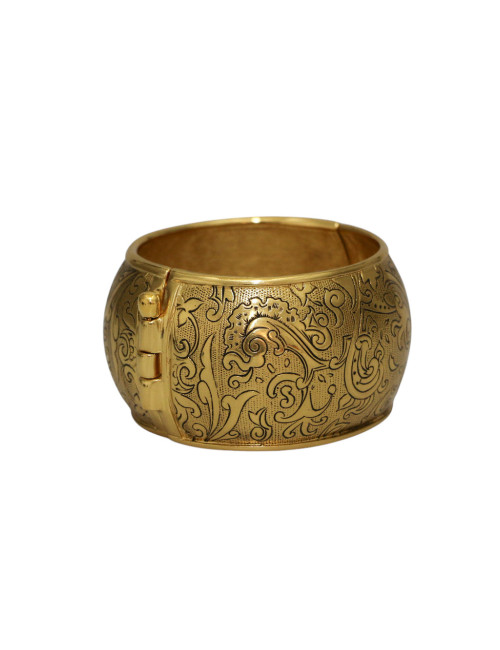 Manchette YSL à motifs floraux métal doré