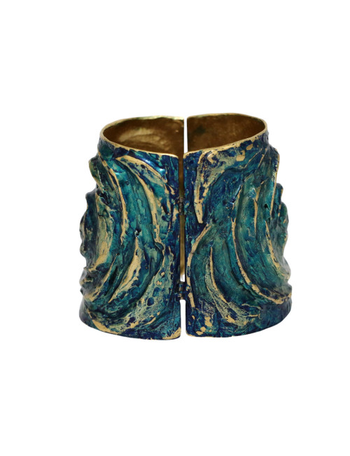Manchette YSL martelée par GOOSSENS métal turquoise