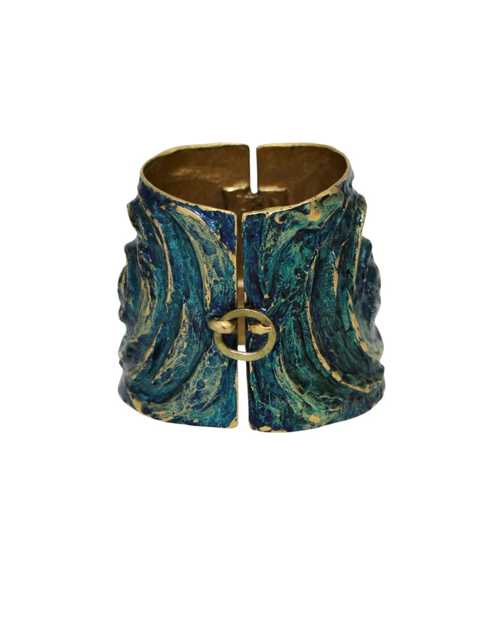 Manchette YSL martelée par GOOSSENS métal turquoise