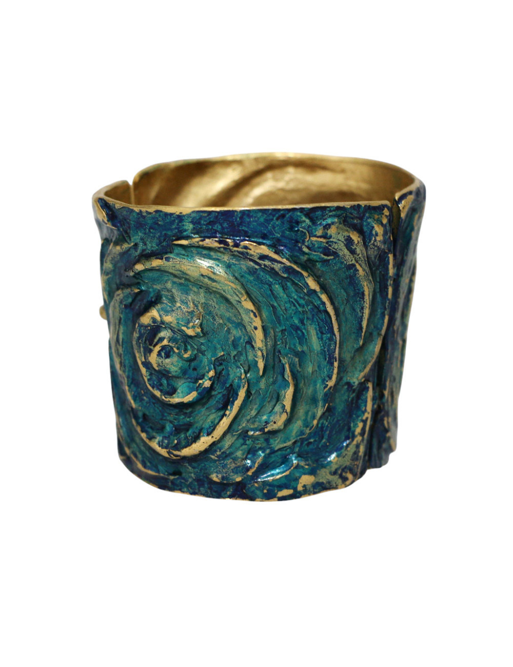 Manchette YSL martelée par GOOSSENS métal turquoise