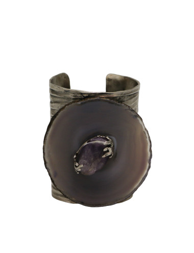 Manchette sculptée YSL par GOOSSENS agate