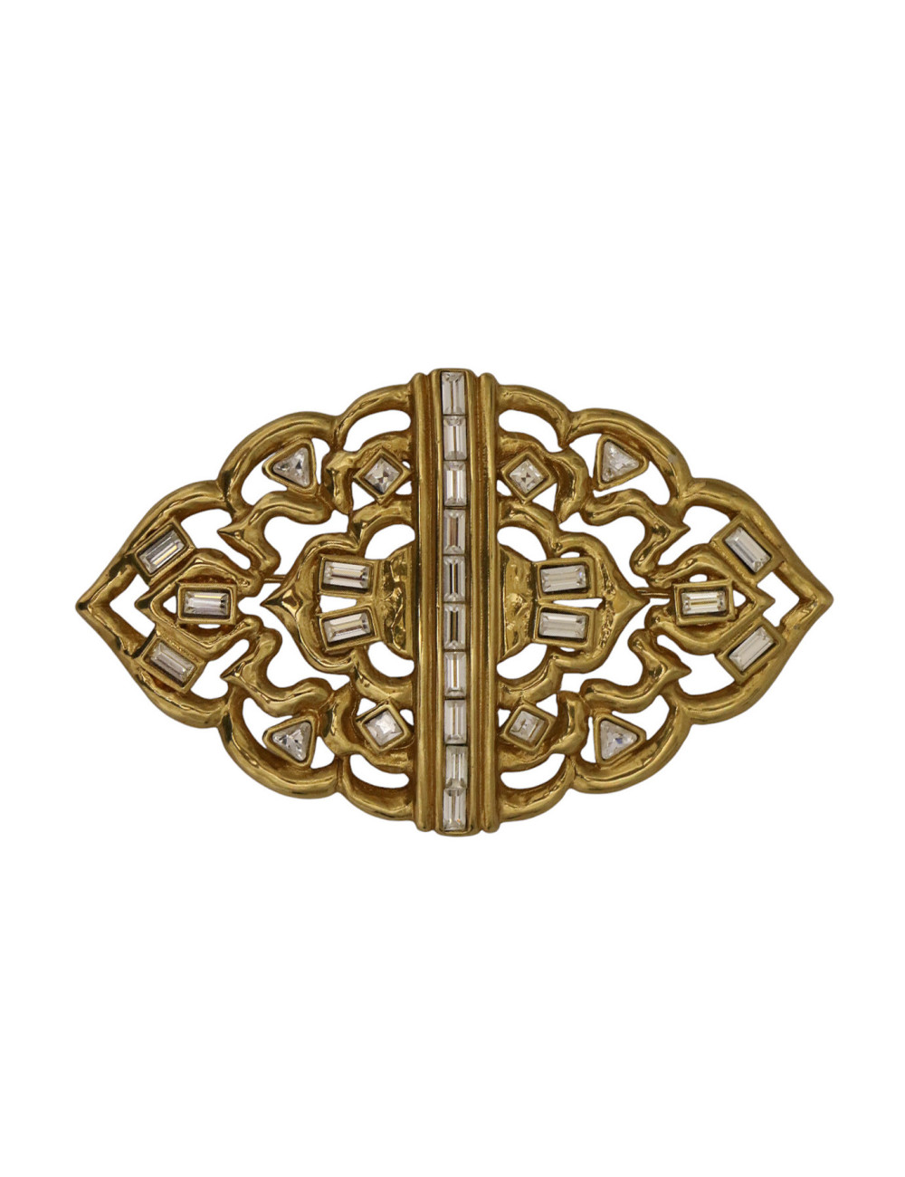 Broche ajourée YSL dorée Vintage