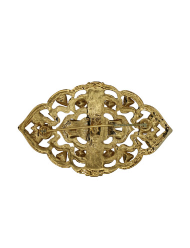 Broche YSL ajourée dorée Vintage 2