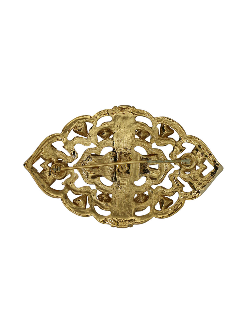 Broche YSL ajourée dorée Vintage