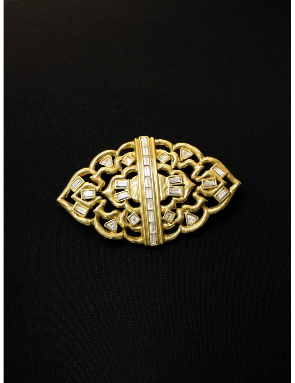 Broche ajourée YSL dorée Vintage