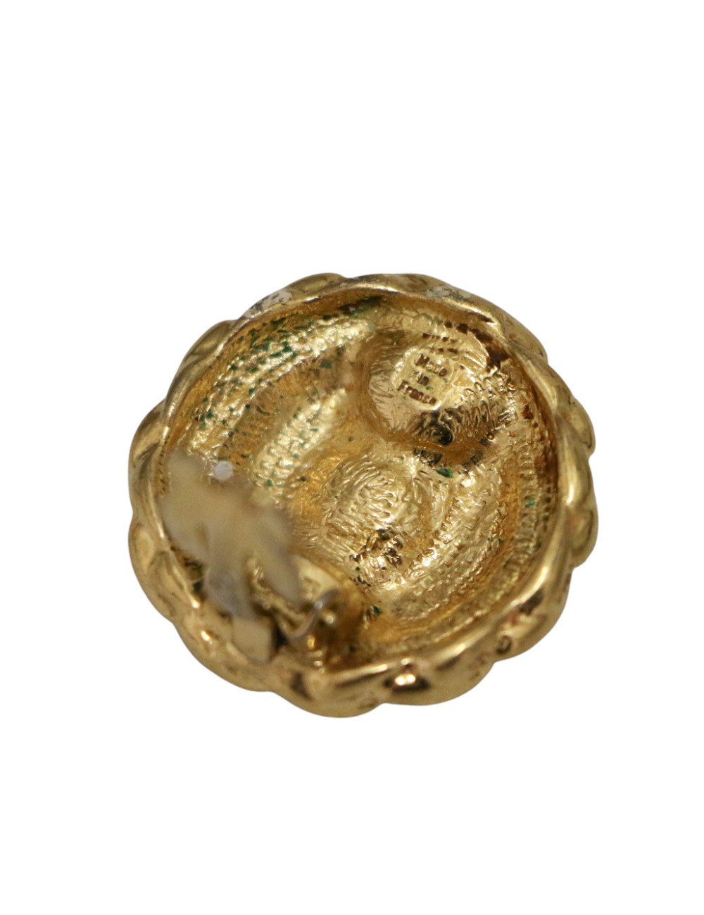 YSL Clips dorés pâte de verre rouge corail