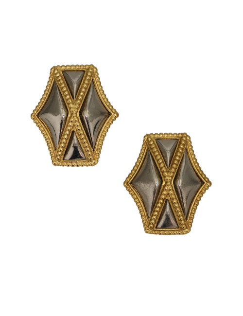 Boucles d'oreille YSL doré canon de fusil : certifiées authentiques