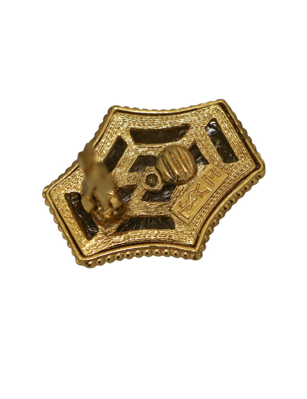 Boucles d'oreille YSL doré canon de fusil : certifiées authentiques