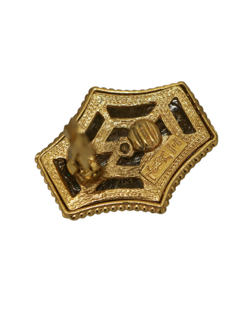 Boucles d'oreille YSL doré canon de fusil : certifiées authentiques