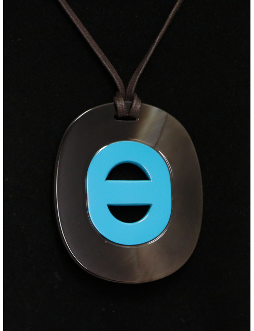 Pendentif Fidelio Virage HERMES corne de buffle laquée bleue