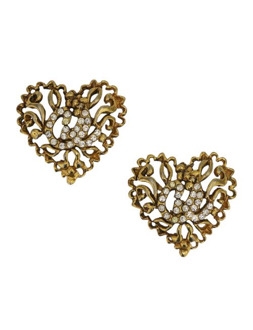 Clips CHRISTIAN LACROIX coeur ajouré strass