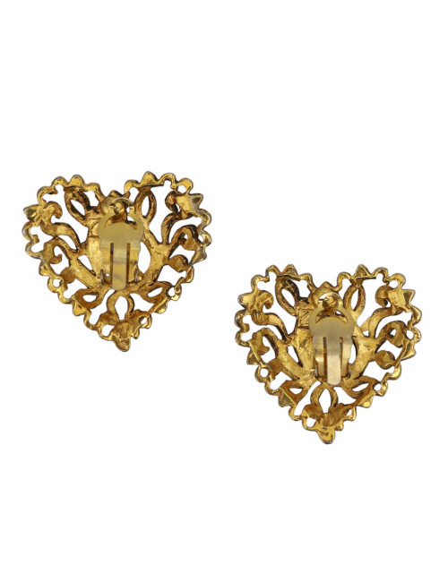 Clips Christian Lacroix coeur ajouré strass : certifiés authentiques