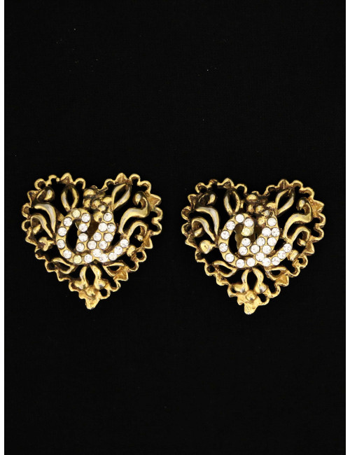 Clips Christian Lacroix coeur ajouré strass : certifiés authentiques
