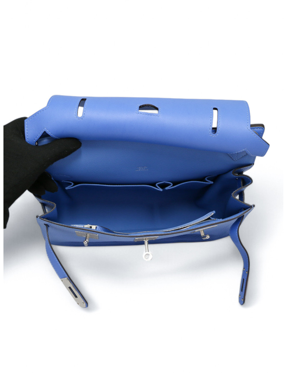 Jypsière HERMES cuir Togo Swift bleu Mykonos