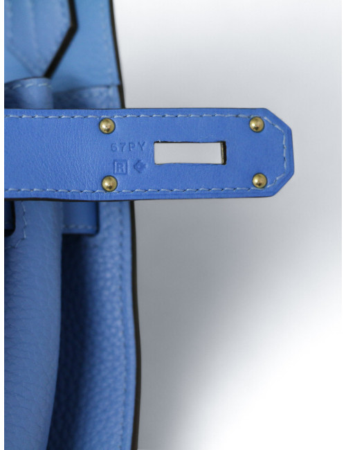 Sac Jypsière Hermès en cuir bleu jamais porté disponible d'occasion