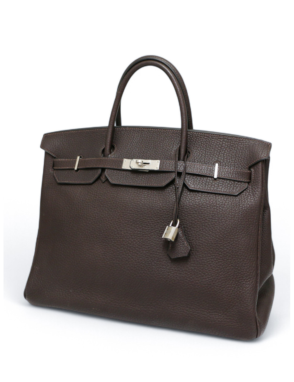 Sac Birkin 40 marron HERMES cuir grainé