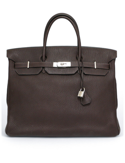 Sac Birkin 40 marron HERMES cuir grainé