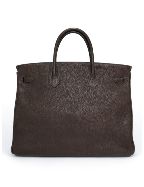 Sac Birkin 40 marron HERMES cuir grainé