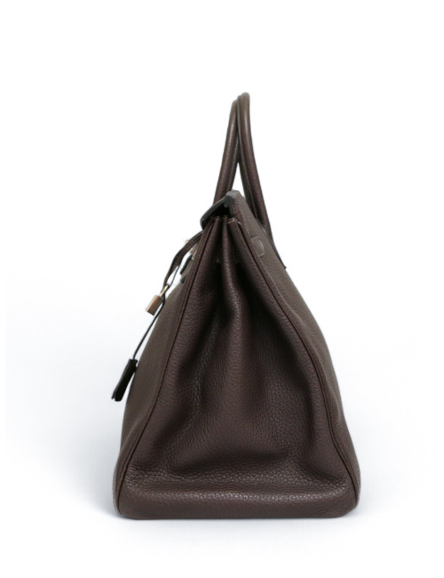 Sac Birkin 40 marron HERMES cuir grainé
