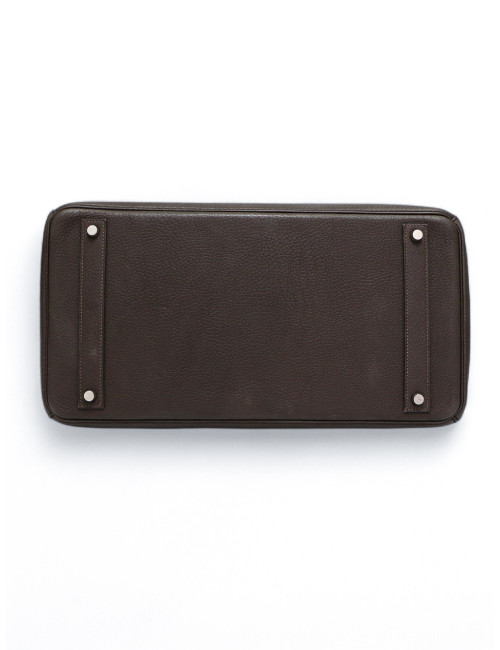 Sac Birkin 40 marron HERMES cuir grainé