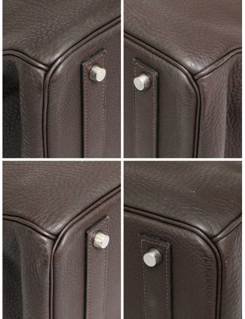 Sac Birkin 40 marron HERMES cuir grainé