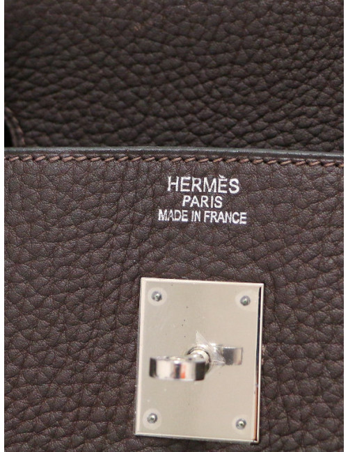 Sac Birkin 40 marron HERMES cuir grainé