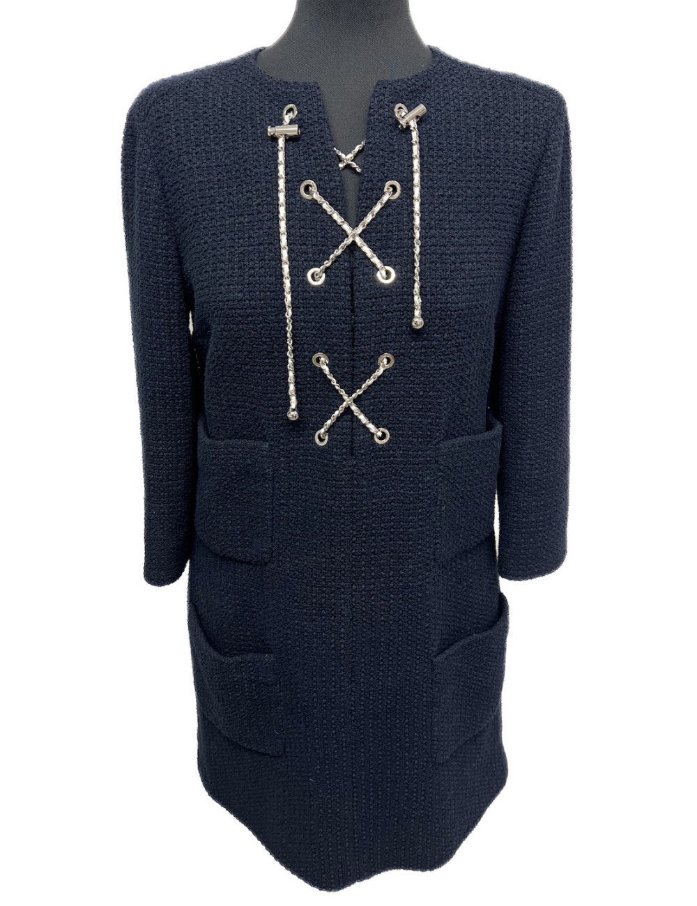 Robe CHANEL tweed marine T40