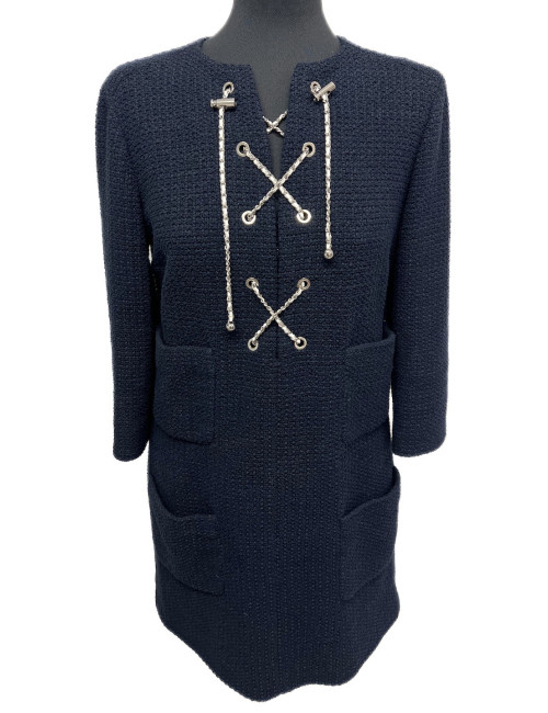 Robe CHANEL tweed marine T40
