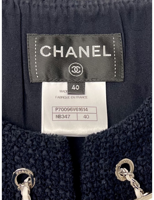 Robe CHANEL tweed marine T40
