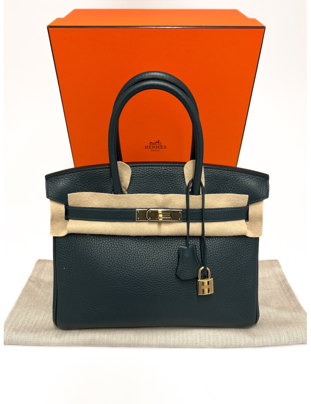 Birkin 30 bleu orage HERMES bicolore