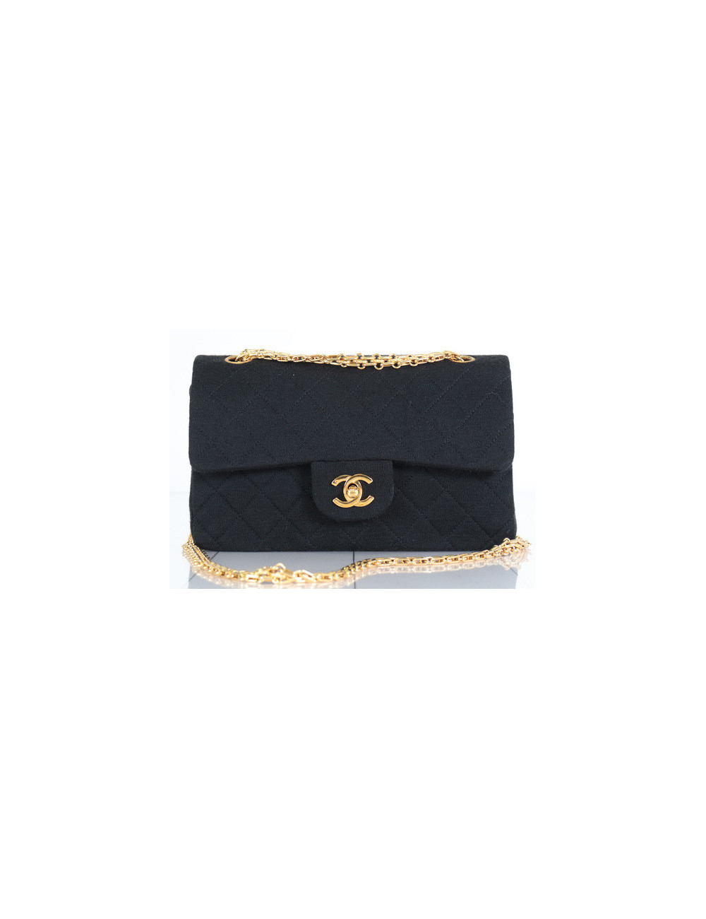 Sac classique CHANEL jersey noir