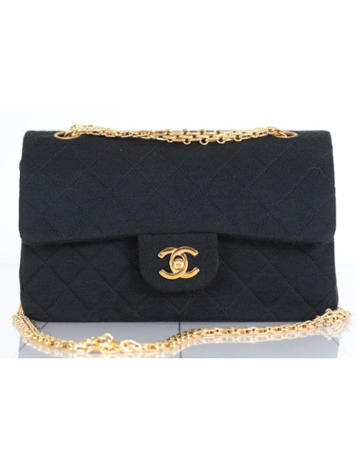 Sac classique CHANEL jersey noir
