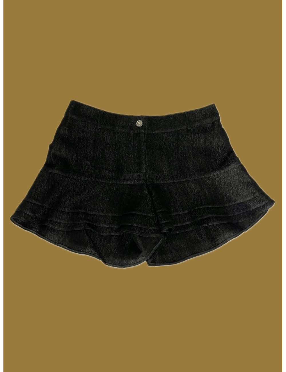 Short CHANEL T42 à volants noir irisé