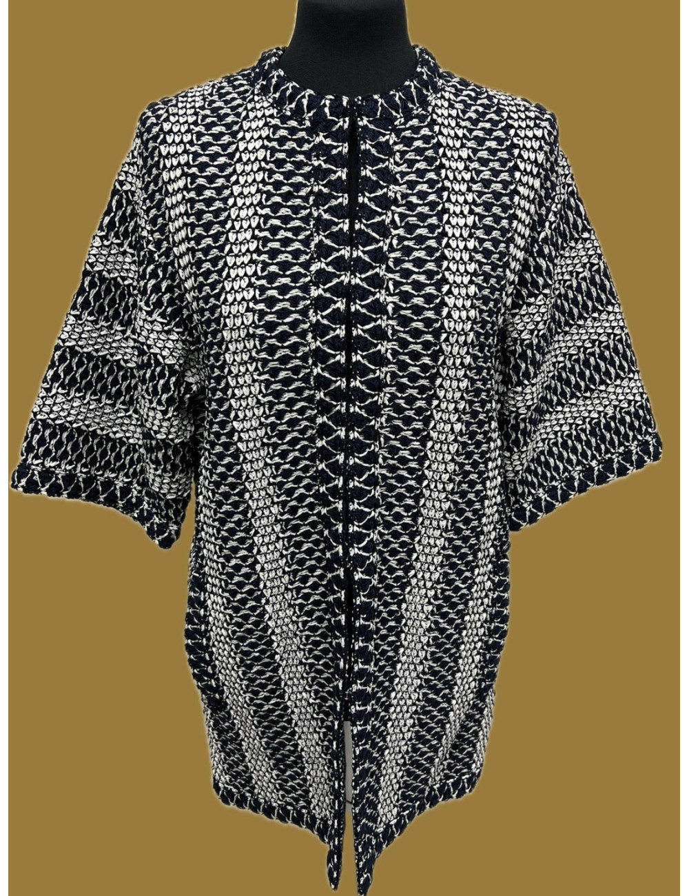 Manteau CHANEL T36 bleu blanc