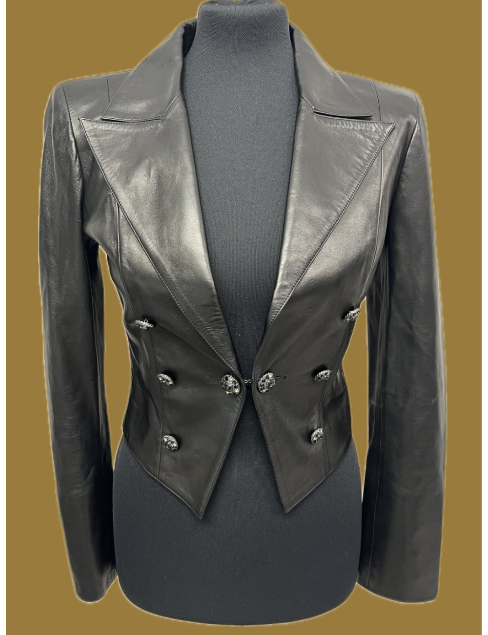 Veste CHANEL cuir d'agneau noir T 36