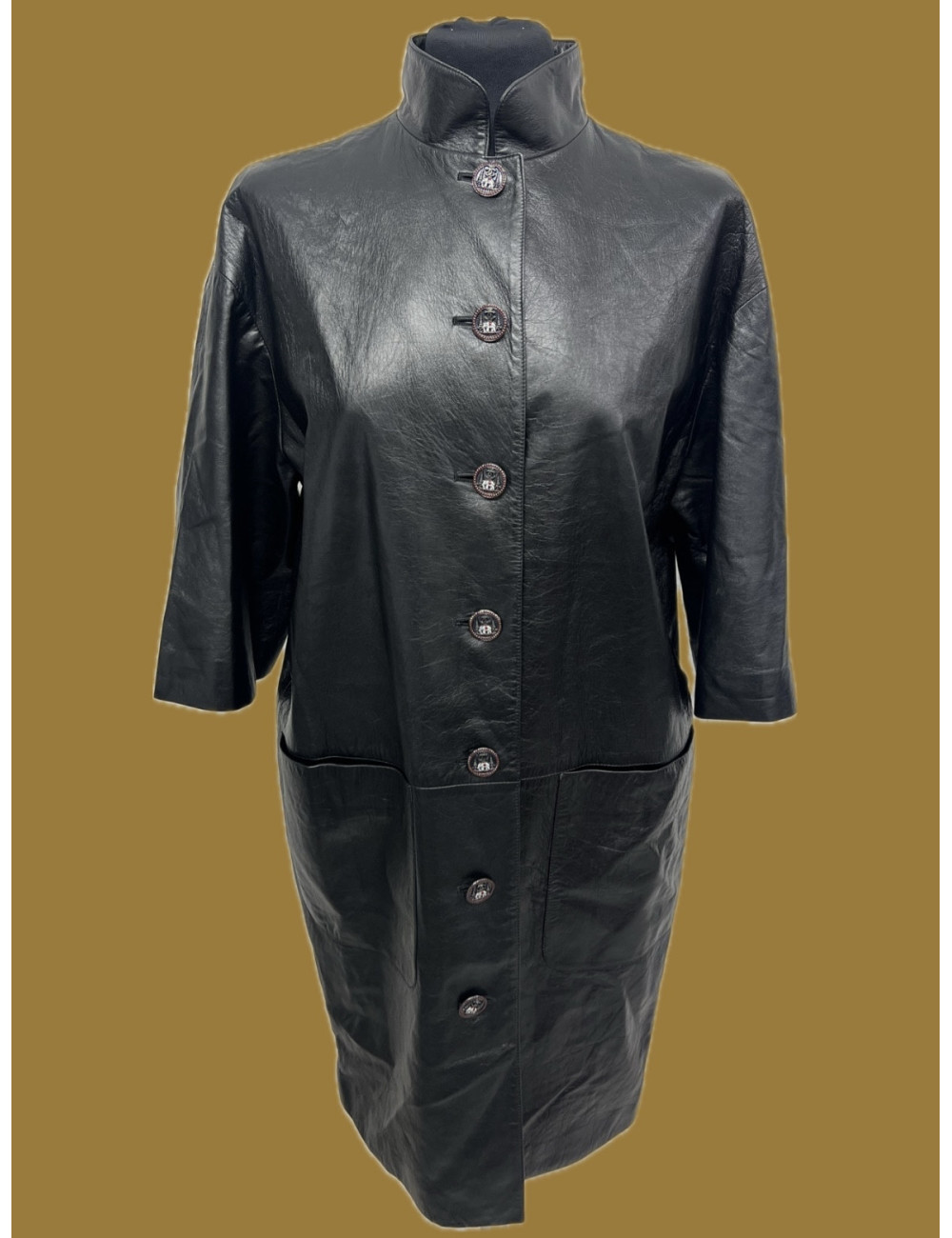 Manteau Chanel T38 cuir d'agneau noir Paris Bombay