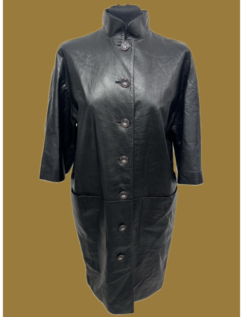 Manteau Chanel T38 cuir d'agneau noir Paris Bombay