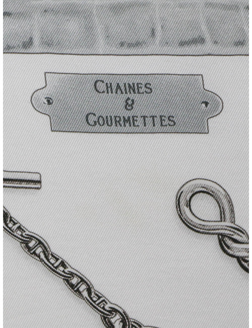 Foulard HERMES Chaines et Gourmettes soie blanche