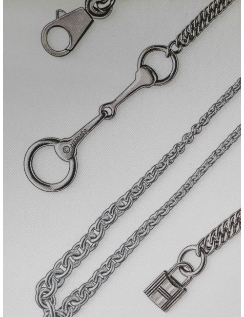 Foulard HERMES Chaines et Gourmettes soie blanche