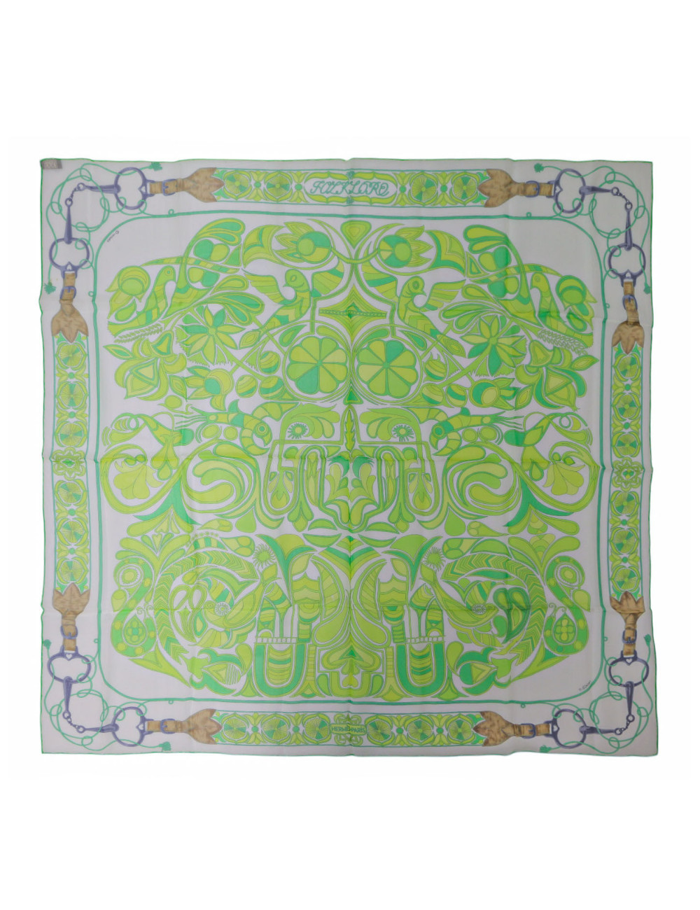 Carré Hermès Folklore vert : occasion certifiée authentique