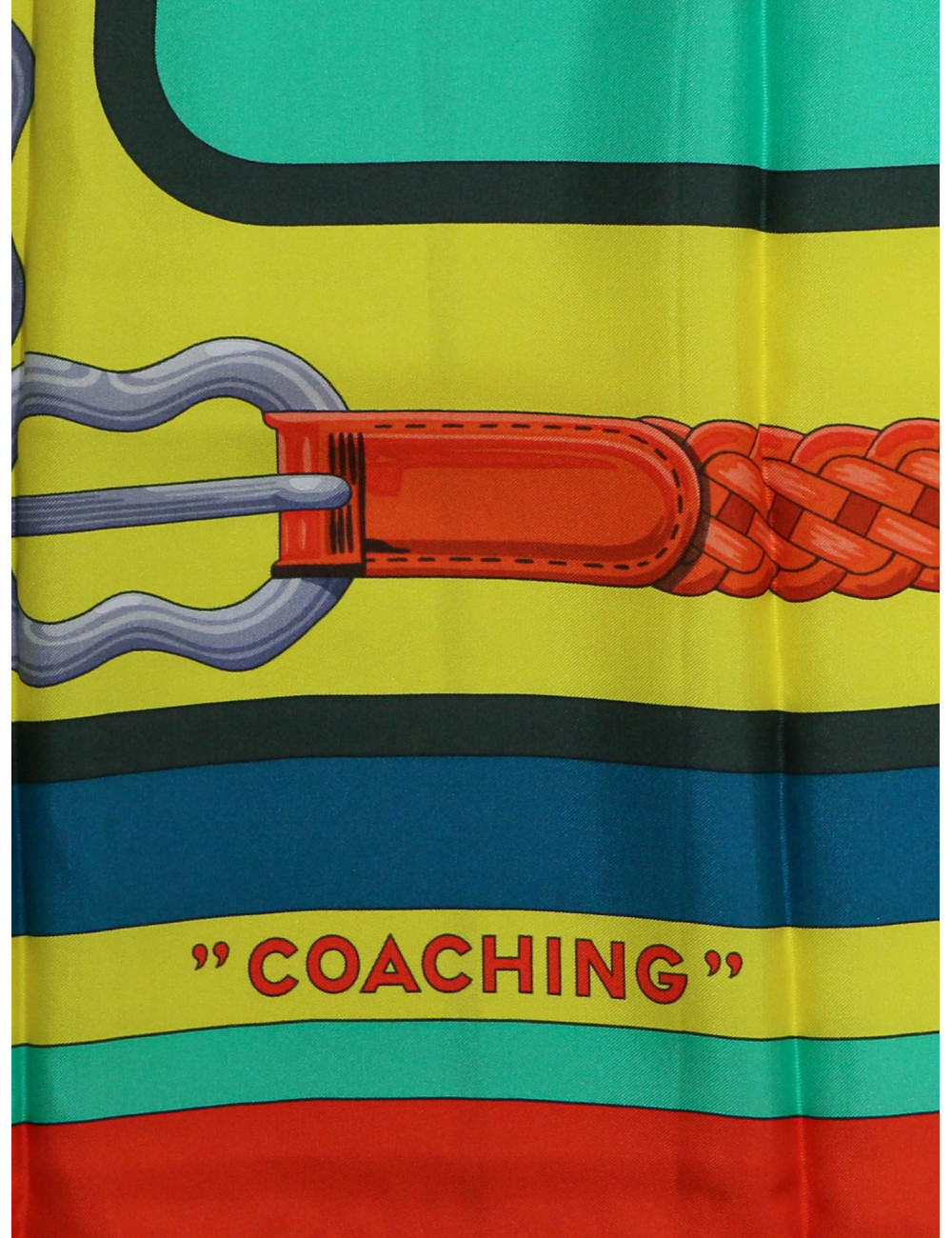 Grand châle Hermès Coaching en soie multicolore