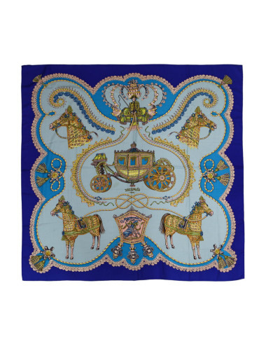 Châle Hermès Papeyroles en cachemire bleu disponible en seconde main