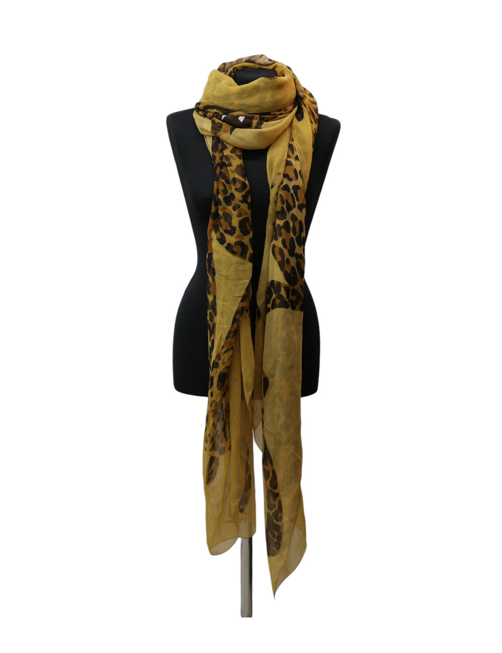 Grand châle YSL vintage en voile de soie imprimé léopards