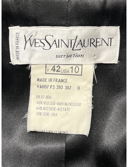 Veste T 42 YVES SAINT LAURENT velours noir coeur brillants
