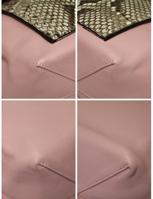 Sac LOUIS VUITTON Lockme cuir rose et python